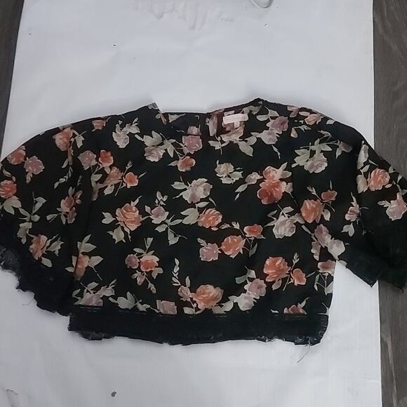 Re: Named Floral Lace Trim Crop Top M Bell Sleeve Coverup Beach Lingerie Boho - Picture 5 of 10